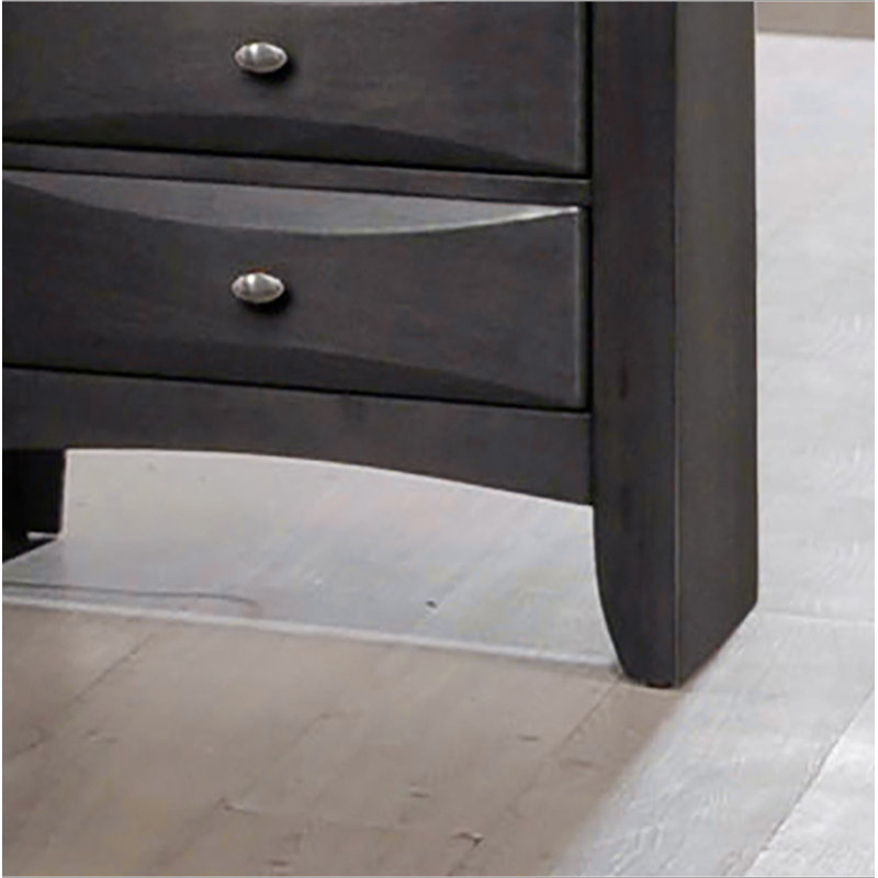 Commode de style transitionnel 1pc Poignées ovales à 5 tiroirs, Gris