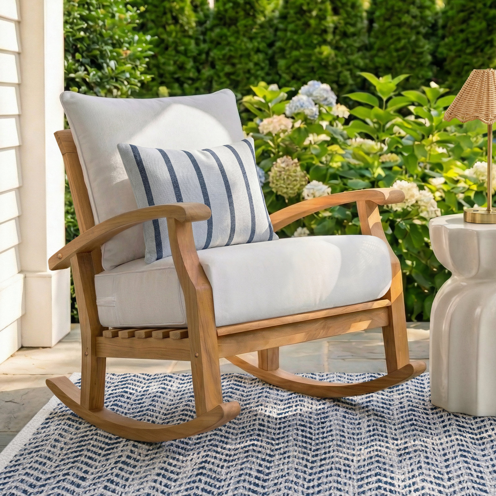 Summerton Teak Patio Rocking Chair, Beige, Natural
