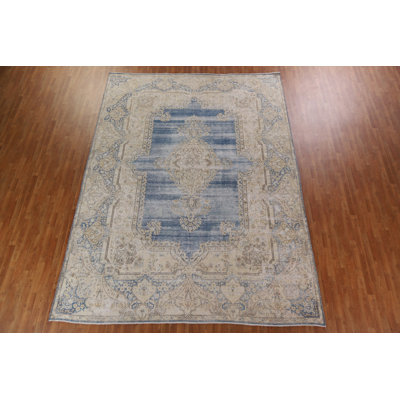 Tapis persan Kerman délavé noué à la main 10 x 13