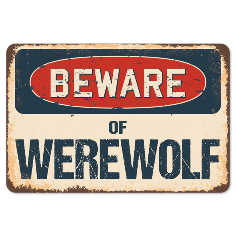 Adhésif décoratif loup-garou_Beware Of Wereolf, H 7 po x l 10 po x P 1 po