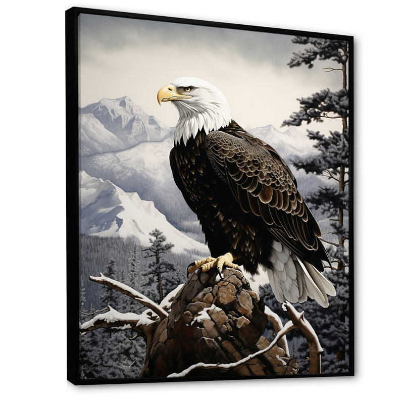«Mosaic Bold Eagle Majesty I», reproduction sur toile, Cadre flottant noir, H 20 po x l 12 po x P 1 po