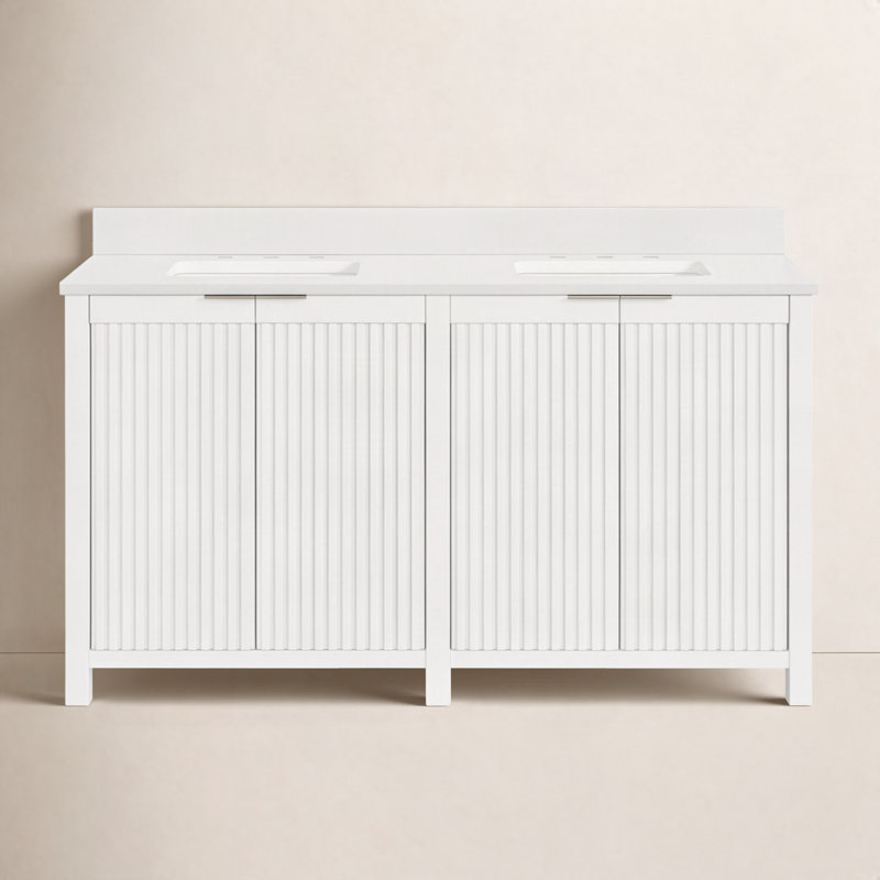 Through Lines 60" Double Bathroom Vanity, White