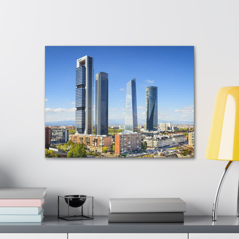 Toile à couper le souffle de Madrid, paysage urbain époustouflant, H 24 po x l 30 po