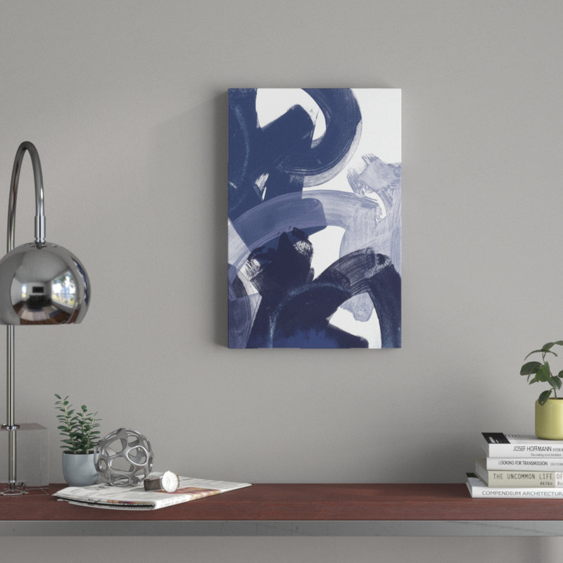 «Blue on Blue I», peinture sur toile, H 18 po x l 12 po, Toile encadrée noire, Non