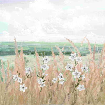 «Flowers Wheat Landscape», reproduction sur toile tendue