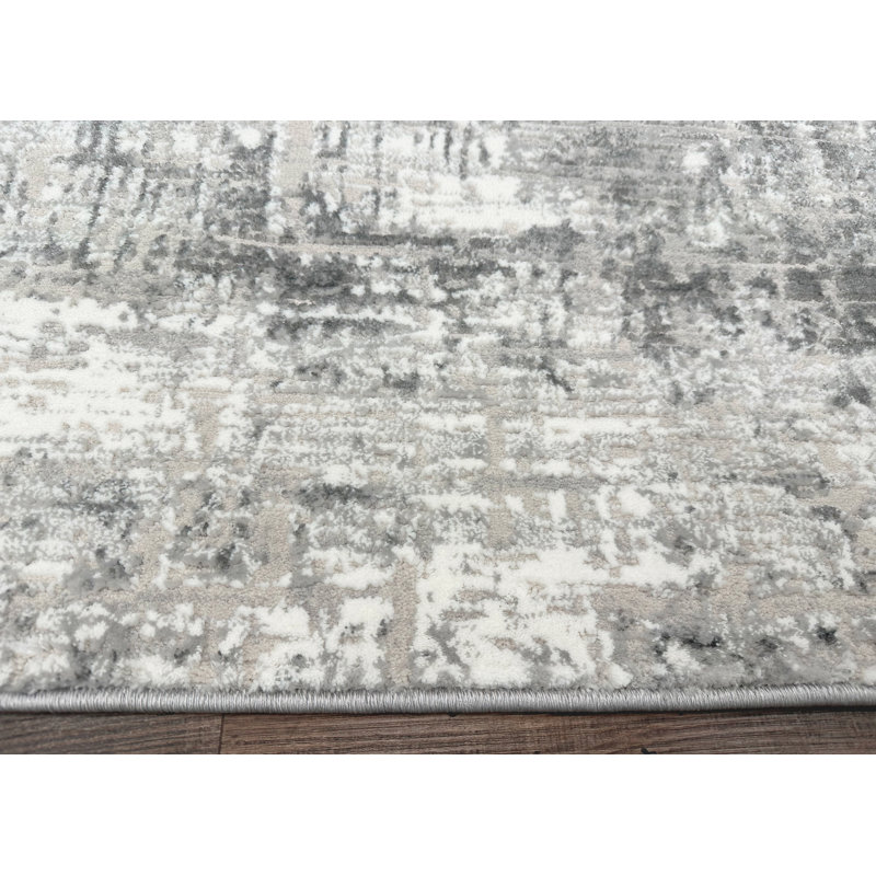 Livigno 1241 Transitional Striated Gray Area Rug, Rectangle 5'3" x 7'3"