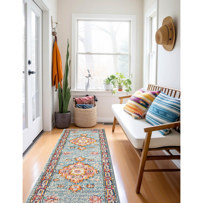 Lotus Blue Rug 2'8" x 8'2", Runner 2'8" x 8'2"