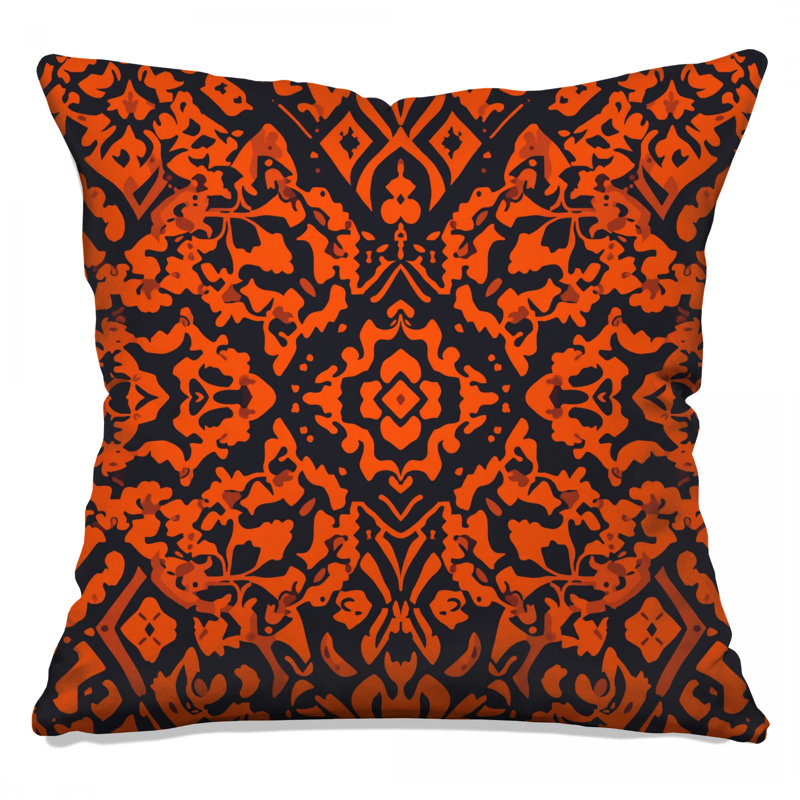 Coussins décoratifs à motif damas orange, 16 x 16 pouces