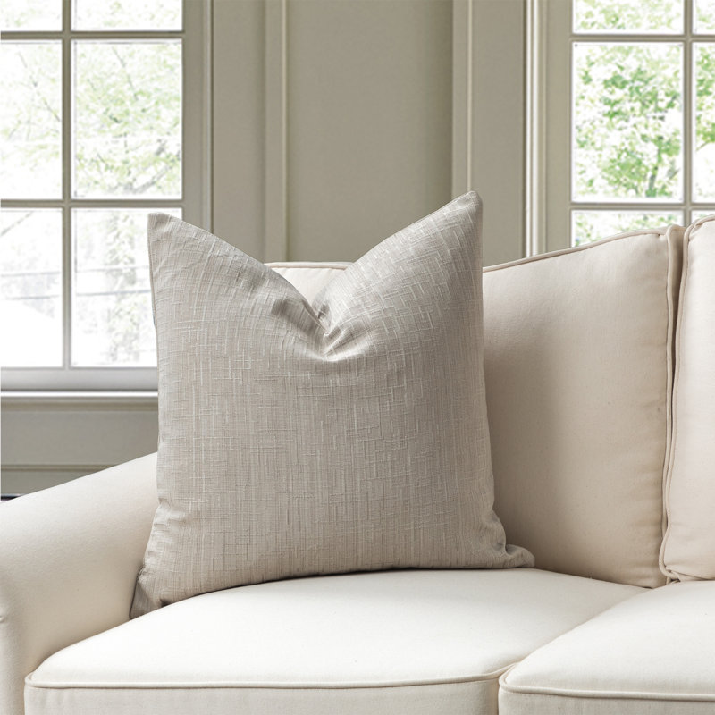 Housse de coussin carré en mélange de coton SEATTLE SOLID, Beige, Mélange de duvet