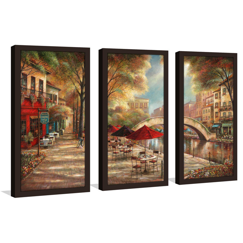 «Riverwalk Charm II», reproduction de peinture à l'huile à multiples images, L 52,5 po x H 33,5 po x P 1 po