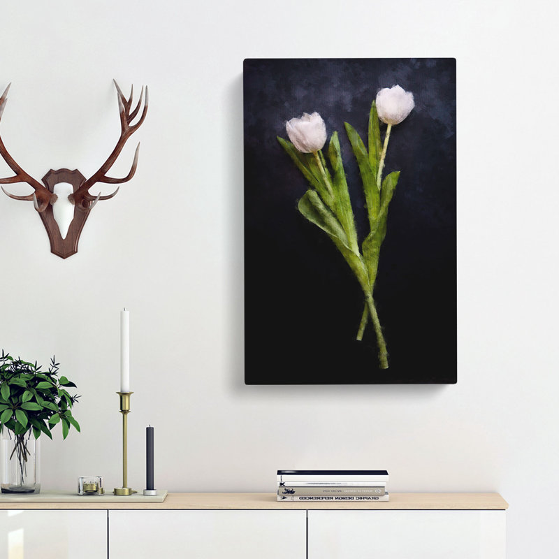 Two White Tulips - Wrapped Canvas, 50cm H x 35cm W x 3cm D