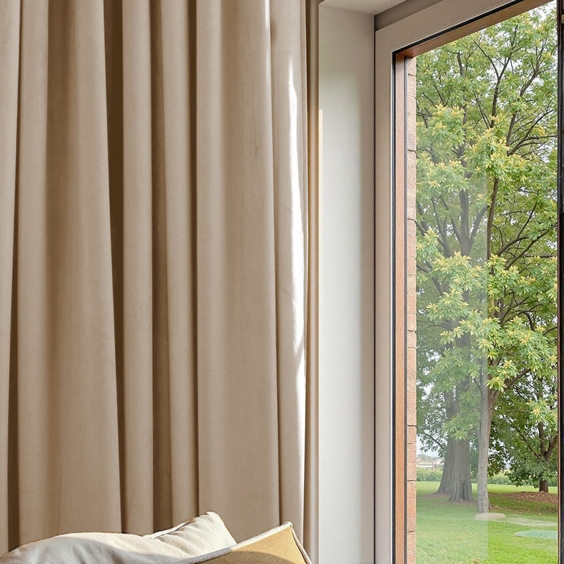 Luxury Crushed Velvet Eyelet sheer Curtain, Beige, 116.84cm Width x 137.16cm Drop