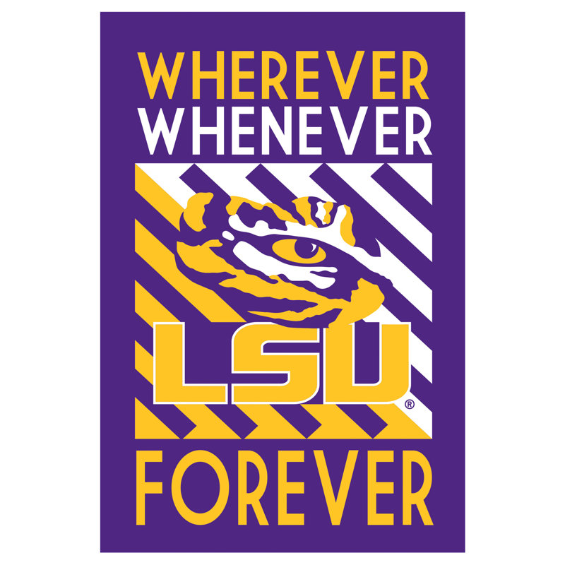 Drapeau de maison en polyester Deeric 0,05 x 4 po, Université Louisiana State