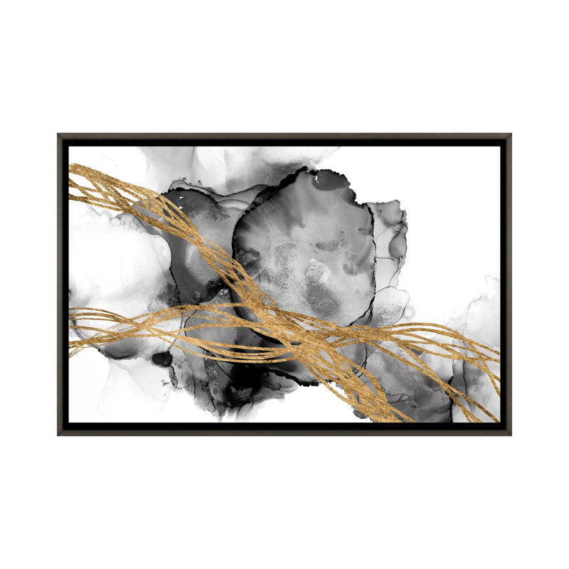 "Matrix undulation I" par Jennifer Goldberger-impression, Toile encadrée de bois rustique foncé, H 18 po x l 26 po x P 1,5 po