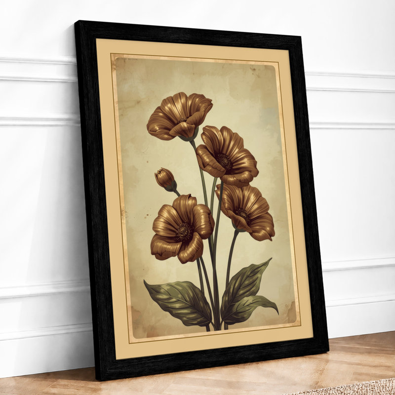 Carnation Studies Botanical - Framed Print, A3 - 42.0 x 29.7 cm, Black
