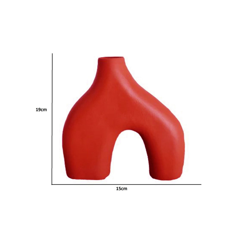 Coye Ceramic Table Vase, 19cm H x 15cm W x 4cm D, Terracota