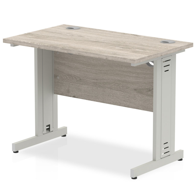 Guenievre Metal Base Office Desk, 73cm H x 100cm W x 60cm D, Silver
