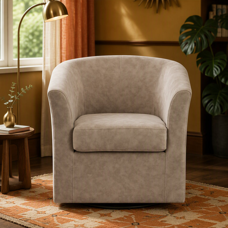 Fauteuil demi-tonneau Wilmore, Apricot Faux Leather