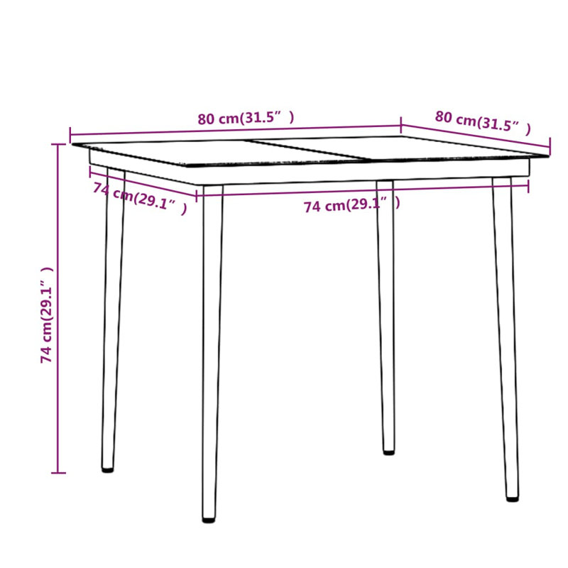 Ensemble de salle à manger long avec coussins, Coussin gris foncé / structure grise, H 29,1 po x l 31,5 po x P 31,5 po, 2