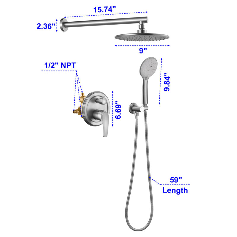 All-In-One Kit with Rough in-Valve, Brushed Nickel