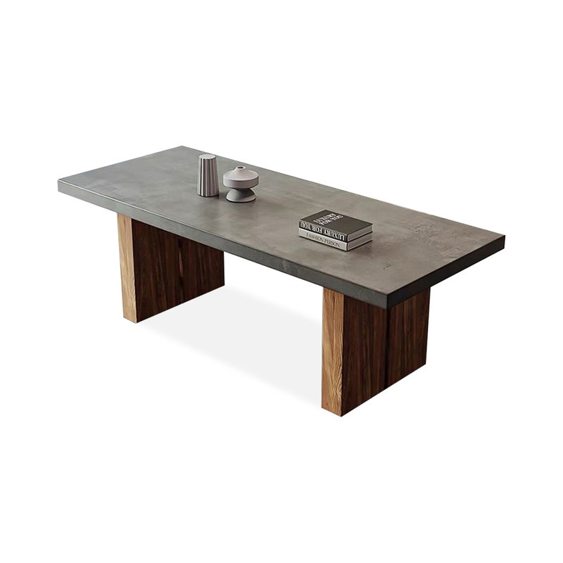 Table de salle à manger rectangulaire grise en bois massif, H 29,53 po x L 78,74 po x l 31,5 po