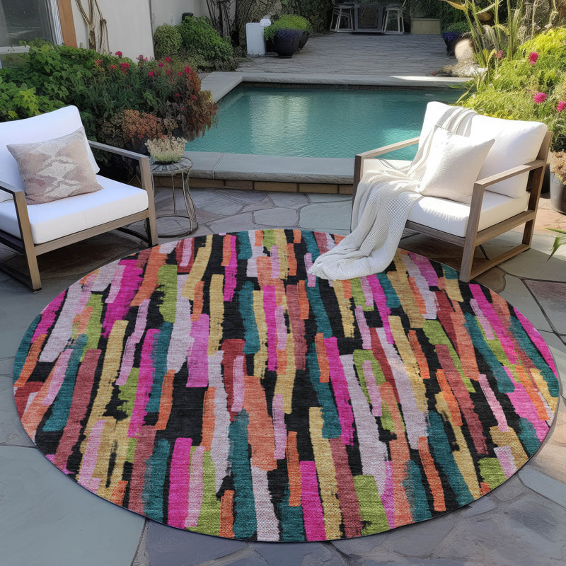 Tapis intérieur / extérieur rose Marrah , 8 pi x 8 pi