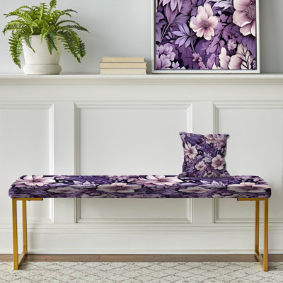 Banc floral rembourré or