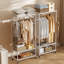 Heavy Duty Bamboo Clothes Rail Rack Garment Hanging Stand Corner Open Wardrobe