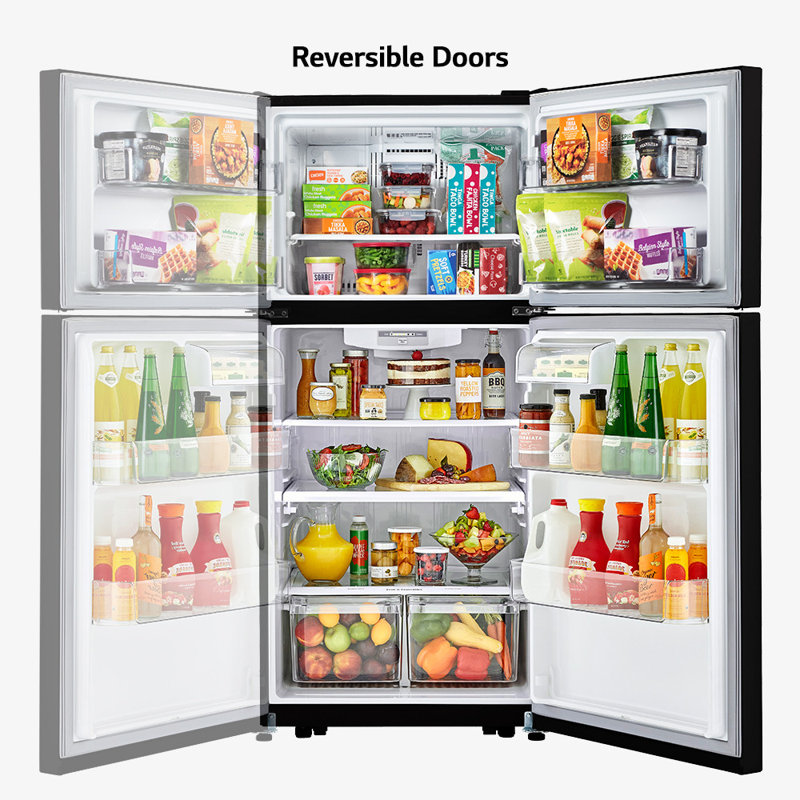LG 20 cu. ft. Top Freezer Refrigerator w/ Multi-Air Flow and Reversible Door, ENERGY STAR, 30", Smooth Black