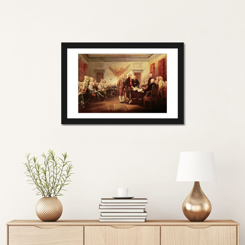 «Declaration of Independence, c.1817 US Capitol Collection», impression sur toile, Papier d'art encadré noir, Blanc