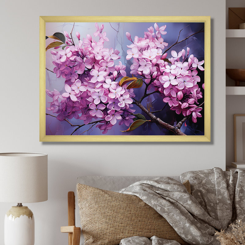 Lilas beauté dévoilé sur toile, H 30 po x l 40 po x P 1,5 po, Cadre doré simple