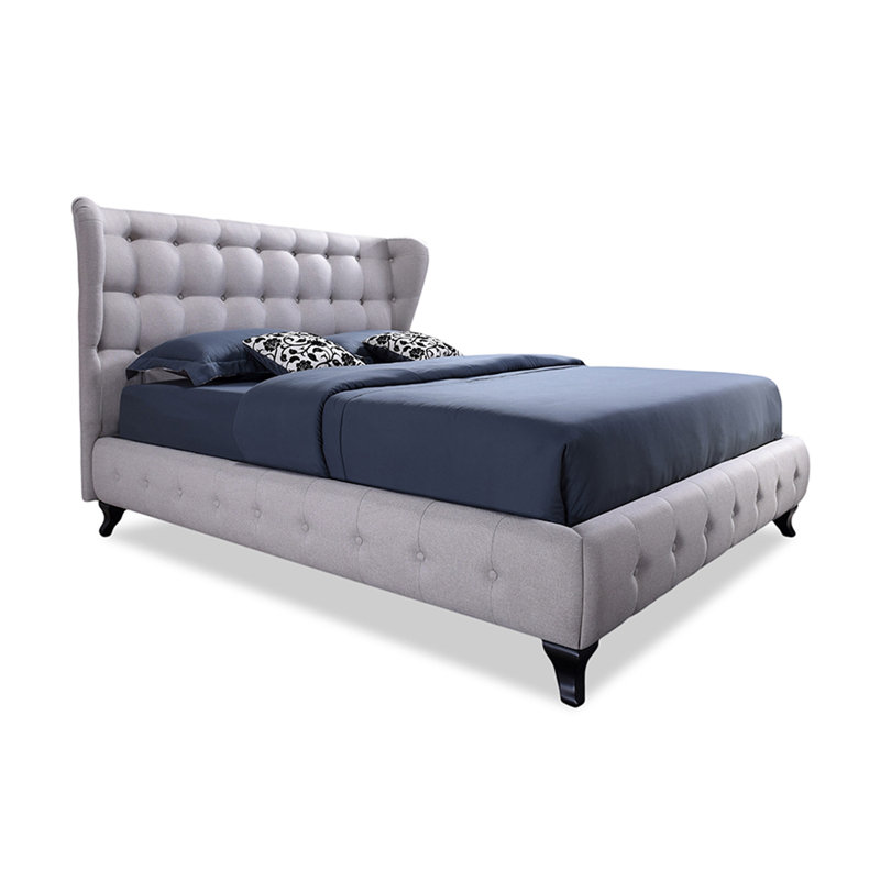 Lit plateforme tapissier très grand Liskeard, Beige