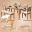 Ensemble de salle à manger extensible 59 à 72 po - 4 chaises en lin + banc, plateau en bois massif vieilli à la main et pieds sculptés. Rustic Farmhouse déclaration pour 6-503912245