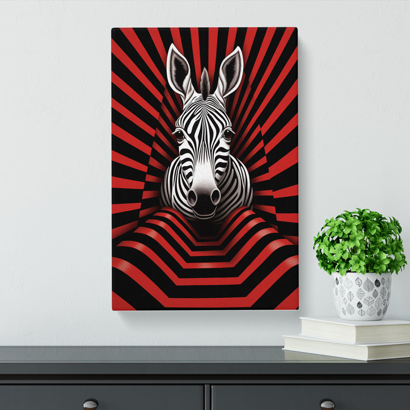 Zebra Op No.2 - Single Picture Frame Print, 60cm H x 40cm W x 3cm D