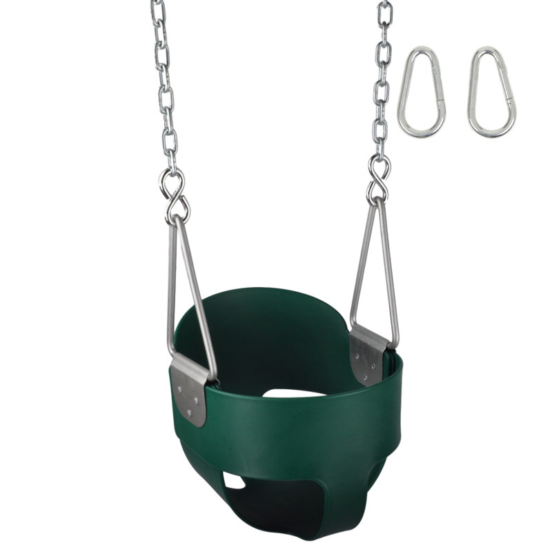 Siège de balançoire pour bébé avec chaînes et crochets, Vert