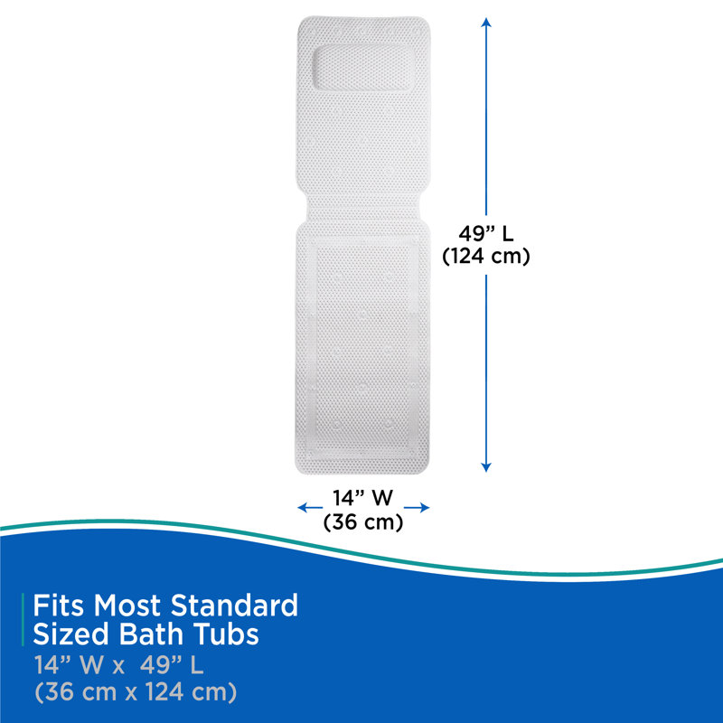 Kenney Cushioned Foam Spa Tub Mat, 14” W x 49” L, White