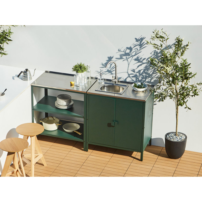 2 Piece Outdoor Kitchen Set with Sink VILAMA Metal Green