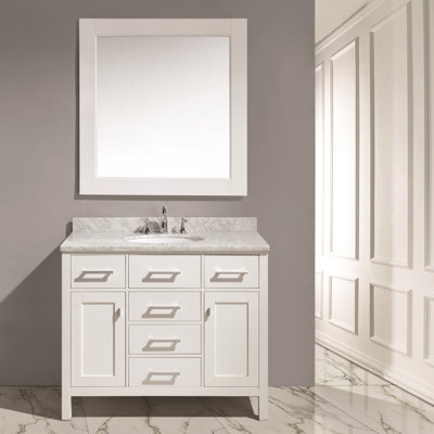 Ensemble de meuble-lavabo de salle de bain simple avec miroir 42 po Carrasquillo