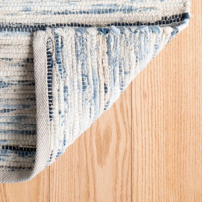 Denim Rag Handwoven Cotton Rug, Rectangle 4' x 6'