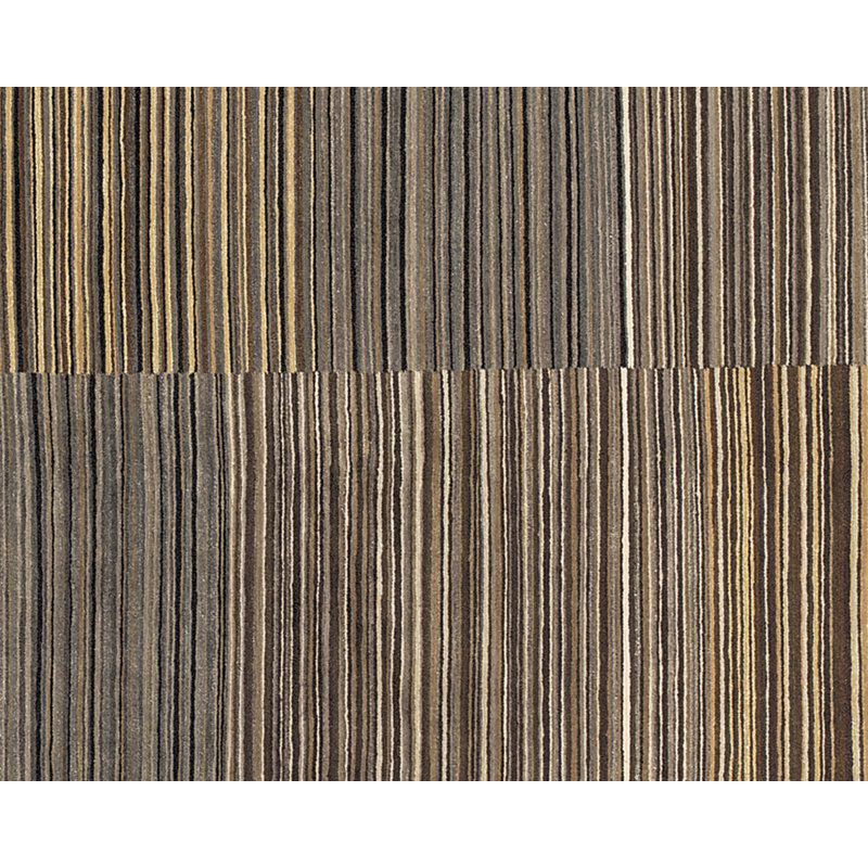 Spectrum Striped Hand-Knotted Wool Brown/Gray Area Rug, Brown/Gray, Rectangle 8' x 10'