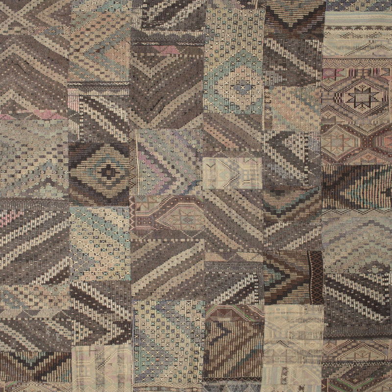 Tapis contemporain gris, Carré 8 pi