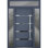 Porte avant en acier pré-suspendue à l'avant / deux graphites gris 1105/2 fenêtres extérieures latérales et supérieures / inserts en acier inoxydable peints simples modernes - l 12 + 36 + 12 po x H 80 + 16 po - Gauche