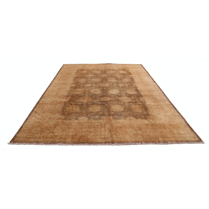 Tapis brun noué à la main 8,2 x 11 pi pour salon 100% laine