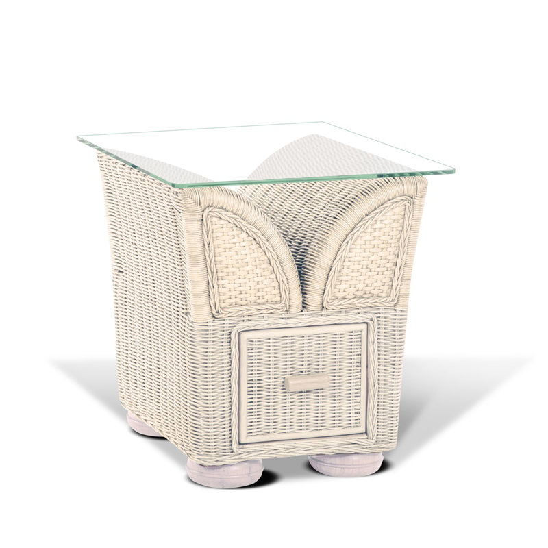 Bedard Glass Top with Storage, Light Beige