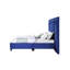 Lit Queen moderne recouvert de velours bleu
