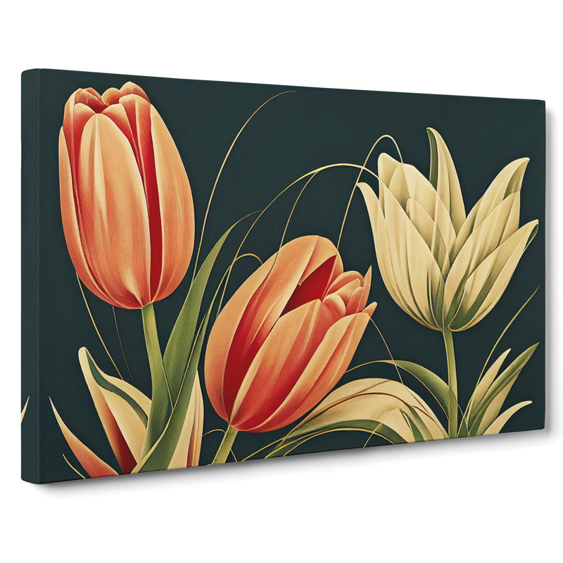 Deco Tulip Flowers Vol.2 - Wrapped Canvas, 35cm H x 50cm W x 3cm D