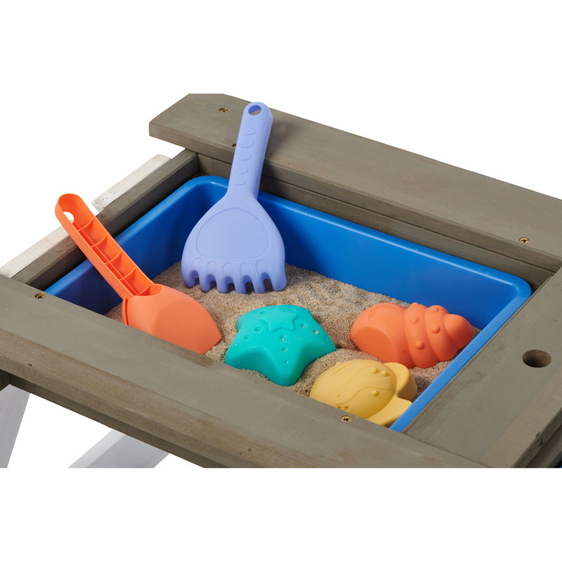Table de jeu extérieure de 31 pi - Pique-nique en bois, sable et eau avec parasol amovible pour la cour