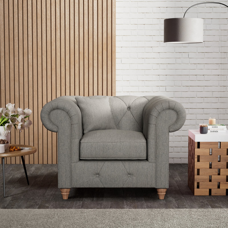 Ellrich Upholstered Armchair, Walnut, Granite