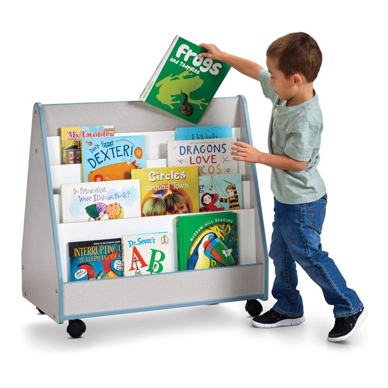 Gray and Purple Double-Sided Mobile Wood Book Stand