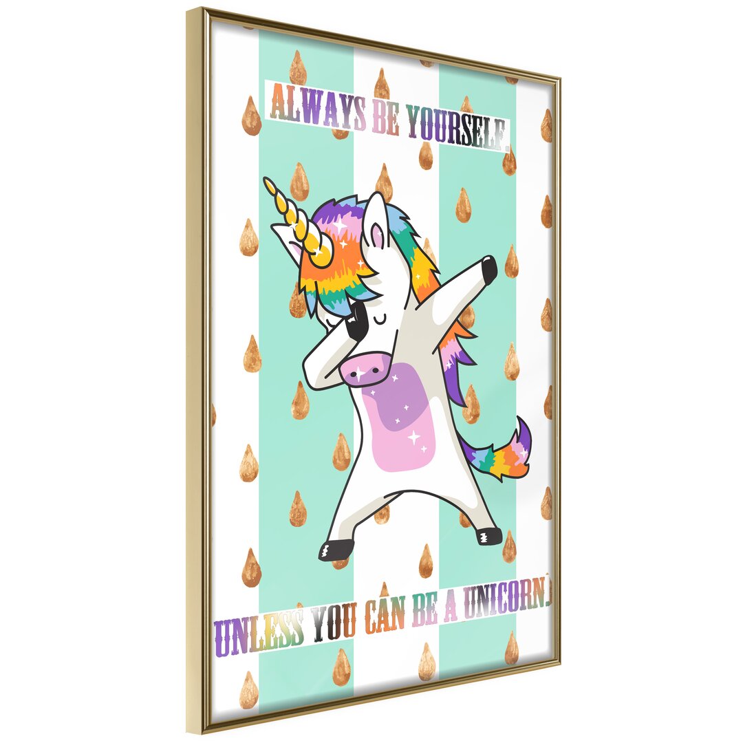 Gerahmtes Poster Dabbing Unicorn